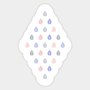Rose quartz, serenity blue and lilac grey raindrops Sticker
